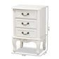 Gabrielle End Table Traditional French Country Design with White Finish and 3 Drawers