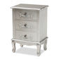 Callen End Table Classic and Traditional Brushed Silver Finished Wood 3-Drawer