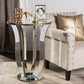 Kylie Mirrored Accent Side Table in Modern Contemporary Hollywood Regency Glamour Style