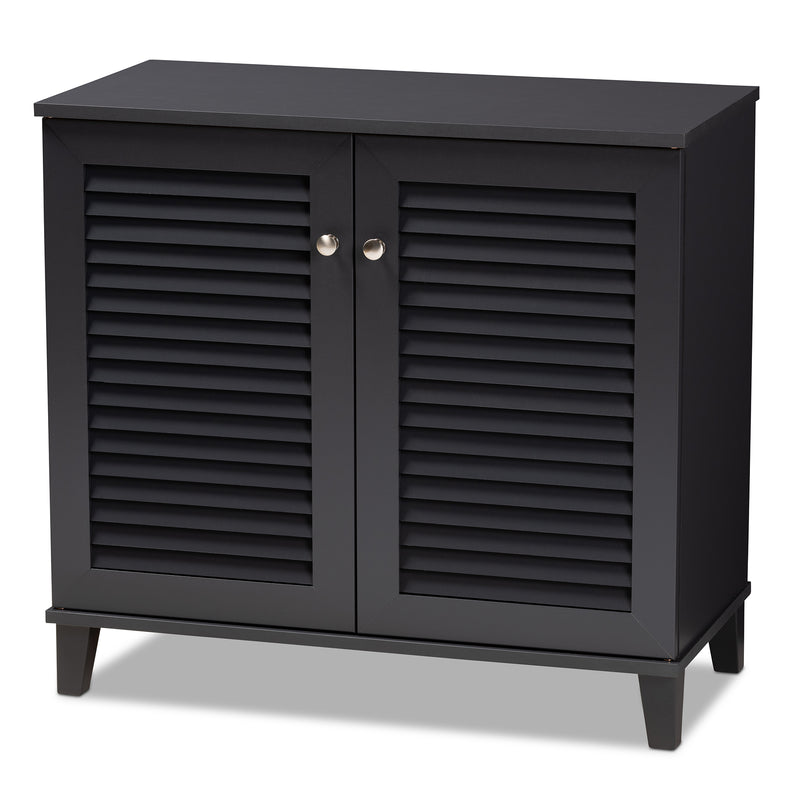 Coolidge Shoe Storage Cabinet Modern and Contemporary Dark Grey Finished 4-Shelf Wood