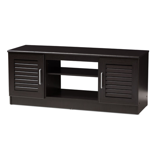 Gianna TV Stand Modern Contemporary Wenge Brown Finished Entertainment Center with Storage Solutions