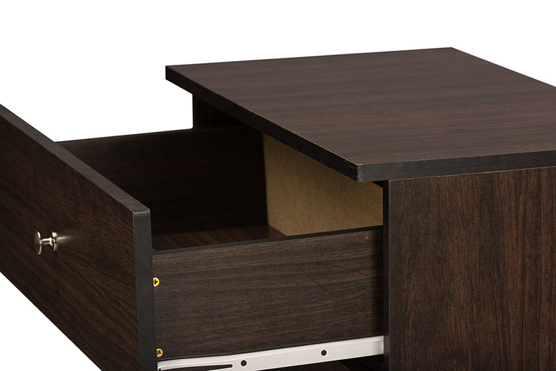 Felda Modern Shoe Cabinet - Dark Brown Storage Unit with 2 Doors and Drawer for Organized Footwear