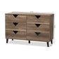 Wales Modern 6-Drawer Dresser in Light Brown Wood with Sleek Design and Ample Storage