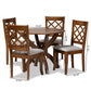 Beth Modern Contemporary 5-Piece Dining Set with Grey Fabric Upholstery and Walnut Brown Finish