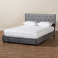 Caronia Platform Storage Bed - Modern and Contemporary Grey Velvet Fabric Upholstered with 2 Drawers