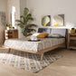 Emile Platform Bed - Modern and Contemporary Grey Fabric Upholstered with Natural Oak Finished Wood