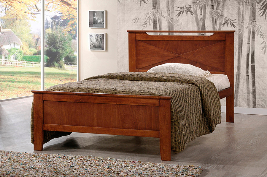 Demitasse Contemporary Twin-Size Bed in Brown Wood - Stylish Modern Design for Cozy Bedrooms