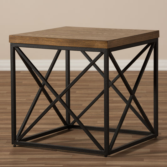 Holden Vintage Industrial End Table in Antique Bronze Finish - Stylish Accent Table for Living Room, Bedroom or Office Decor