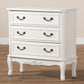 Gabrielle 3-Drawer Wood Storage Cabinet in French Country Style with White Finish for Elegant Home Organization