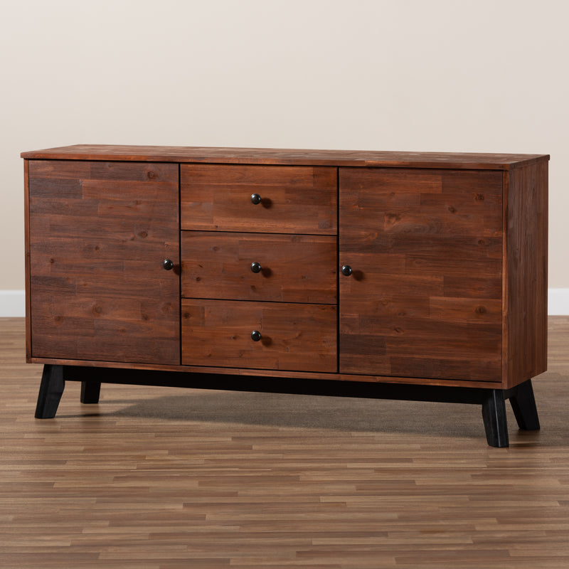 Calla Sideboard Modern Contemporary 2-Door Wood Buffet with Brown Black Oak Finish