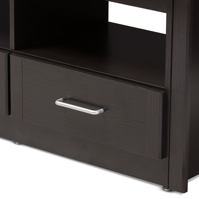 Ryleigh TV Stand Modern Wenge Brown Finished Entertainment Center with Storage for Living Room