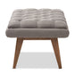 Annetha Ottoman - Mid-Century Modern Grey Fabric Upholstered with Walnut Base, Stylish Accent Furniture for Living Room or Bedroom