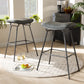 Jette Bar Stool Set - Modern 2-Piece Grey Fabric Upholstered Bar Stools with Dark Grey Metal Frame