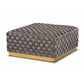 Noah Luxe Grey Velvet Cocktail Ottoman - Glam Upholstered Square Design with Gold Accents