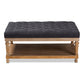 Lindsey Ottoman Modern and Rustic Charcoal Linen Fabric Upholstered Greywashed Wood