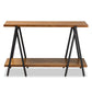 Britton Console Table Rustic Industrial Design with Walnut Wood and Black Metal Accents