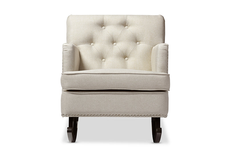 Bethany Rocking Chair Modern and Contemporary Grey Fabric Upholstered Button-tufted