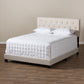 Cassandra Bed - Modern and Contemporary Light Beige Fabric Upholstered