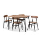 Darcia 5-Piece Dining Set with Rustic Brown Wood Finish and Matte Black Frame