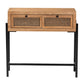 Santino Console Table Modern Industrial Design Natural Brown Wood Black Metal 2 Drawers for Storage and Style