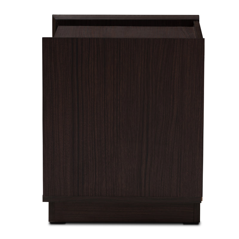 Larsine Modern Nightstand with 2 Drawers in Brown Finish for Bedroom Storage