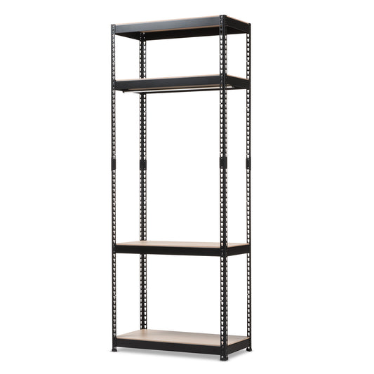 Gavin Black Metal 4-Shelf Closet Organizer for Efficient Storage and Racking Solutions