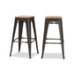 Henri Stackable Bar Stool Set - Vintage Rustic Industrial Style with Tolix-Inspired Design, Bamboo and Gun Metal-Finished Steel