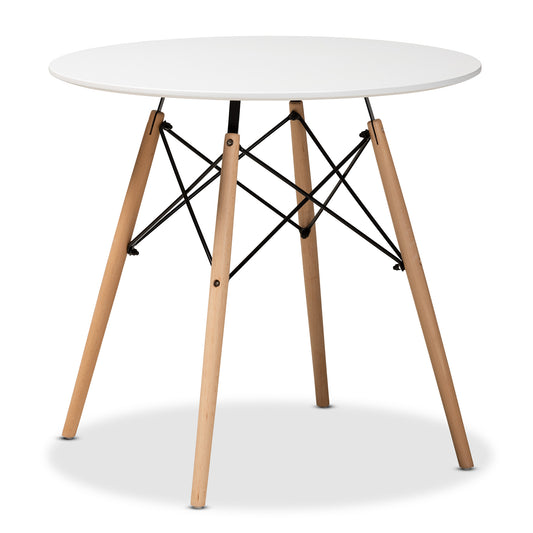 Varen Dining Table Modern Contemporary Design White Polypropylene Plastic Oak Brown Finished Wood