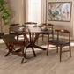 Berlin Dining Set: Mid-Century Modern 6-Piece Wood Dining Set with Black Faux Leather and Walnut Finish