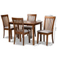 Seda 5-Piece Dining Set Modern Grey Fabric Upholstered Chairs with Walnut Brown Finished Wood Table