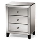 Chevron Mirrored End Table - Modern Hollywood Regency Glamour with 3 Drawers for Stylish Storage and Decor