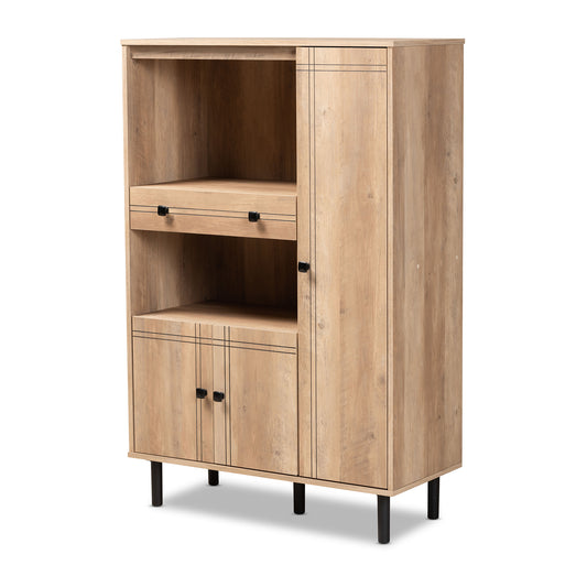 Patterson Kitchen Storage Cabinet Modern Oak Brown Finish with 1 Drawer for an Organized Space