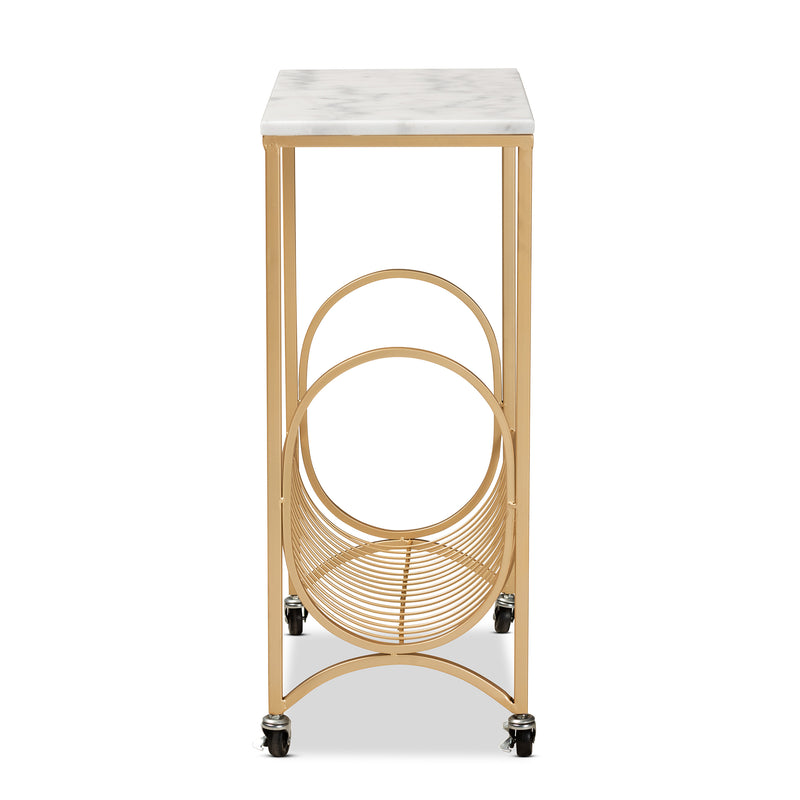 Jacek Modern Wine Cart - Gold Metal with Elegant Marble Tabletop for Stylish Home