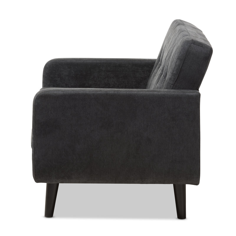 Carina Loveseat Mid-Century Modern Dark Grey Fabric Upholstered