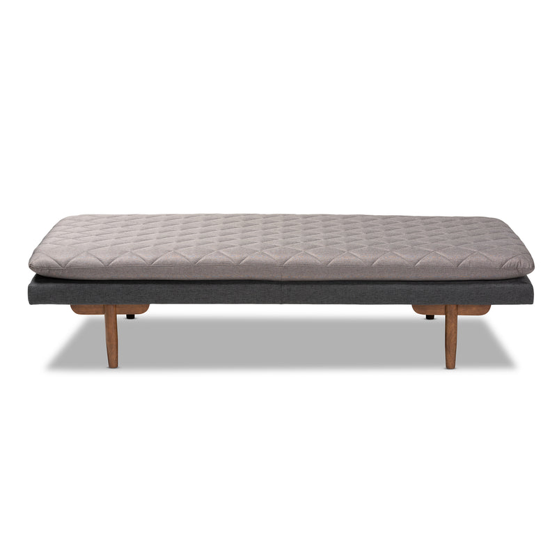 Marit Daybed - Mid-Century Modern Two-Tone Grey Fabric Upholstered with Walnut Finished Wood