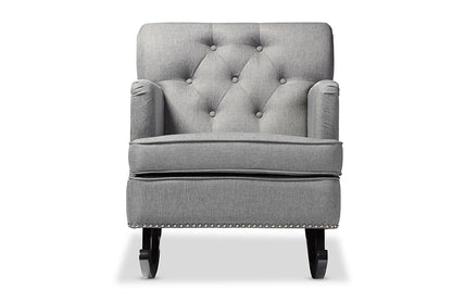 Bethany Rocking Chair Modern and Contemporary Grey Fabric Upholstered Button-tufted