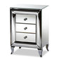 Pauline Mirrored End Table Contemporary Glam Design with 3 Drawers for Stylish Storage and Organization