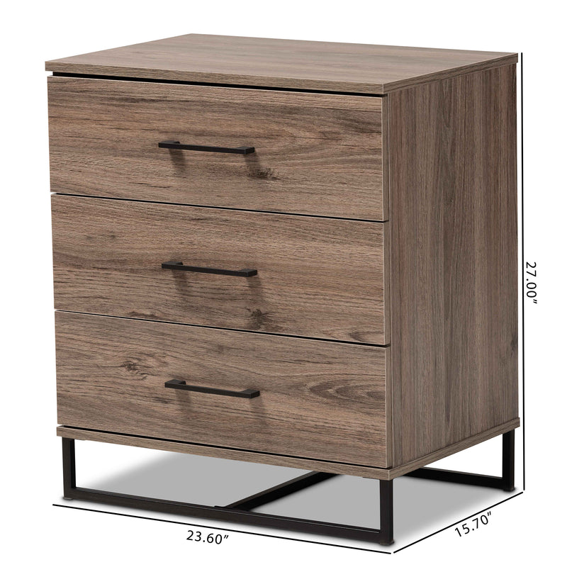 Daxton Storage Chest - Modern Rustic Oak Finished Wood with 3 Drawers for Stylish Organization