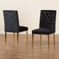 Caspera Dining Chair Set Contemporary Glam and Luxe Black Velvet Fabric and Gold Metal 2-Piece