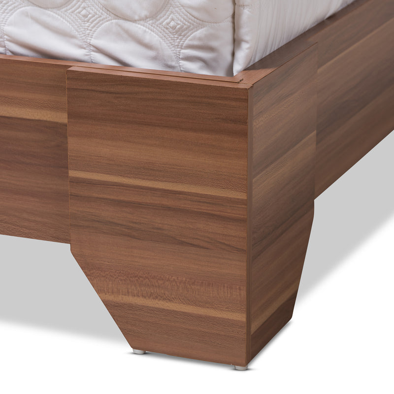 Vanda Queen Size Platform Bed - Modern Two-Tone Walnut and Black Wood Design for Stylish Bedrooms