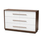 Mette Mid-Century Modern 6-Drawer Wood Dresser in White and Walnut Finish - Stylish Storage for Bedroom or Living Room