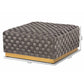 Noah Luxe Grey Velvet Cocktail Ottoman - Glam Upholstered Square Design with Gold Accents