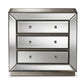 Edeline Mirrored 3-Drawer Cabinet in Hollywood Regency Style - Elegant Storage with Reflective Finish for Living Room or Bedroom Decor