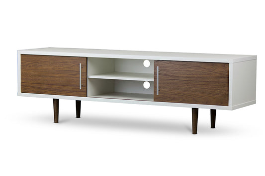 Gemini Contemporary Wood TV Stand with Storage and Modern Design for Living Room Entertainment Center