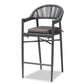 Wendell Outdoor Bar Stool Modern Contemporary Design Grey Finished Rope Metal Construction Stylish Patio Seating