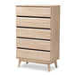 Miren Mid-Century Modern 5-Drawer Chest in Light Oak and Dark Grey Finish - Stylish Storage for Bedroom or Living Room