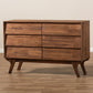 Sierra Mid-Century Modern Dresser Brown Wood 6-Drawer Storage Solution for Stylish Bedrooms