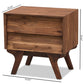 Sierra Mid-Century Modern Nightstand Brown Wood 2-Drawer Bedside Table with Stylish Design and Functional Storage