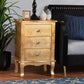 Newton End Table Classic and Traditional Gold Finished Wood 3-Drawer