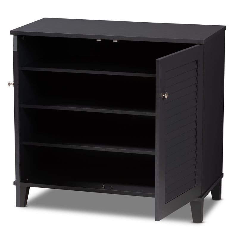 Coolidge Shoe Storage Cabinet Modern and Contemporary Dark Grey Finished 4-Shelf Wood